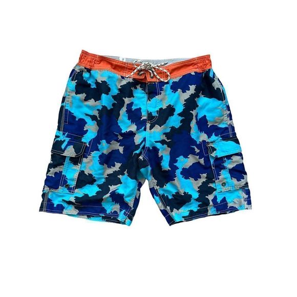 Boden Men's Blue Multi Colored‎ Camo Board Shorts Size 38 Swim Trunks Surfing - Picture 1 of 4